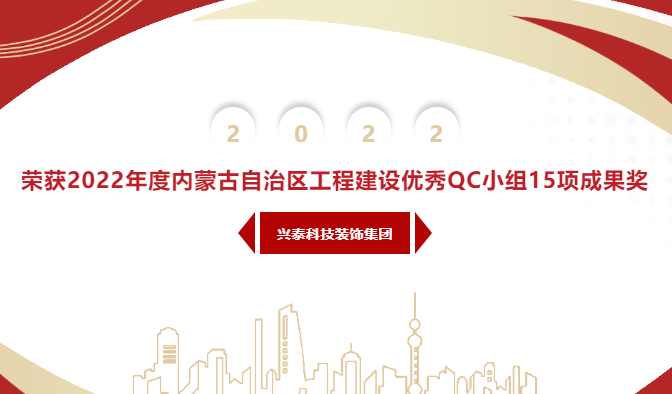 【科裝頭條】興泰科技裝飾集團榮獲2022年度內(nèi)蒙古自治區(qū)工程建設優(yōu)秀QC小組15項成果獎